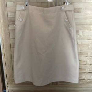 NWOT J. Crew fully lined wool/polyamide/cashmere two pocket skirt, cream, Size 8